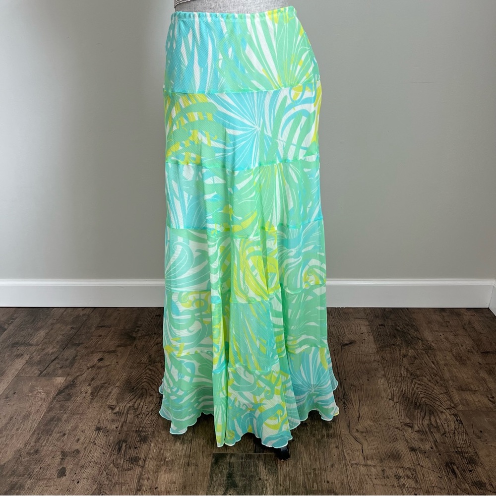 Ruby Rd Tiered Maxi Tropical Floral Skirt 6